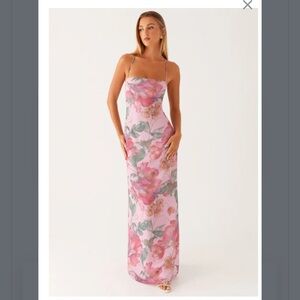 Peppermayo Strapless Pink Floral Dress